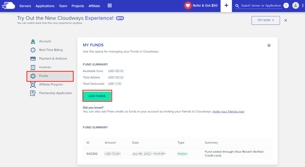 클라우드 웨이즈 FUND 적립금 넣기