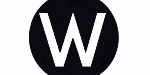 검정 원안에 흰색 글씨로 'W'가 표시된 로고