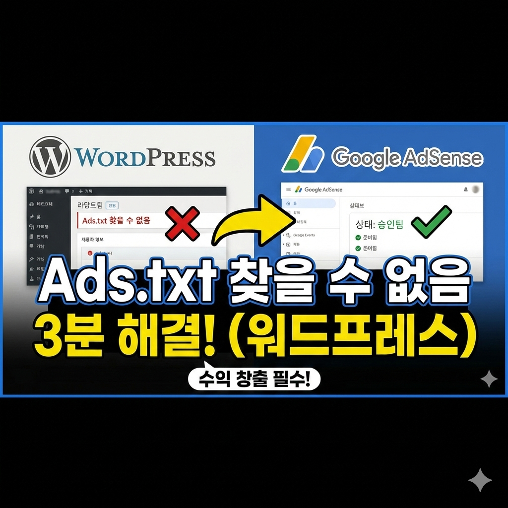 워드프레스 애드센스 ads.txt 찾을 수 없음 해결 3분 가이드 썸네일